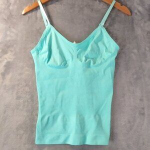 Seamless Womens Cami L AquaBlue AdjustableStraps Stretch TankTop Fitted Layering